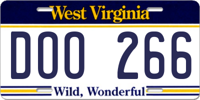WV license plate DOO266
