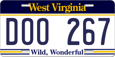 WV license plate DOO267