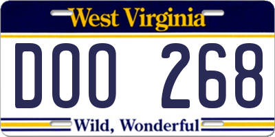 WV license plate DOO268