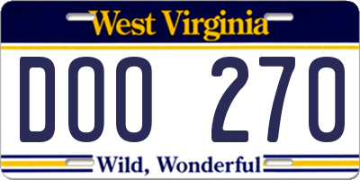 WV license plate DOO270