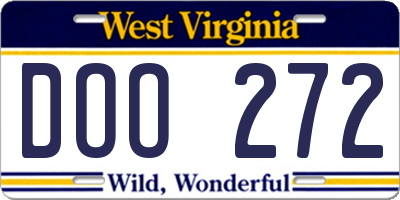 WV license plate DOO272