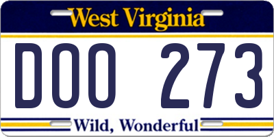 WV license plate DOO273