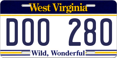 WV license plate DOO280