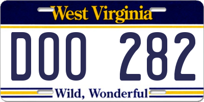 WV license plate DOO282