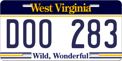 WV license plate DOO283