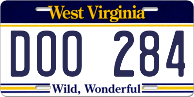 WV license plate DOO284