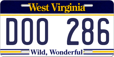 WV license plate DOO286