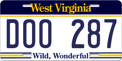 WV license plate DOO287