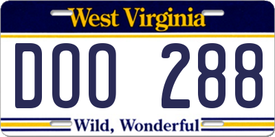 WV license plate DOO288