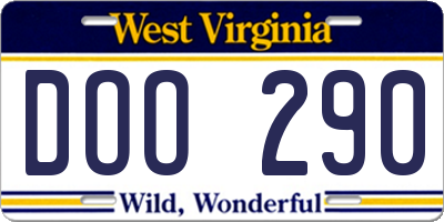 WV license plate DOO290