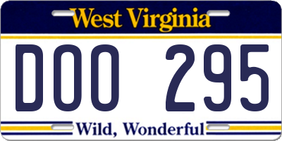 WV license plate DOO295