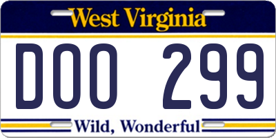 WV license plate DOO299