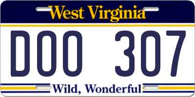WV license plate DOO307