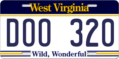 WV license plate DOO320