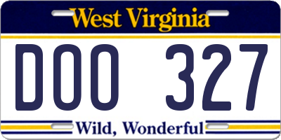 WV license plate DOO327