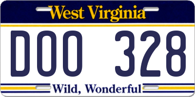 WV license plate DOO328