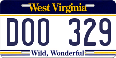 WV license plate DOO329