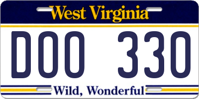 WV license plate DOO330