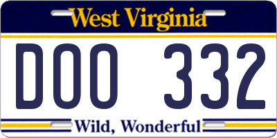 WV license plate DOO332
