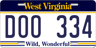 WV license plate DOO334