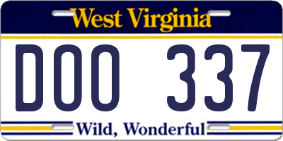 WV license plate DOO337