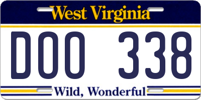 WV license plate DOO338