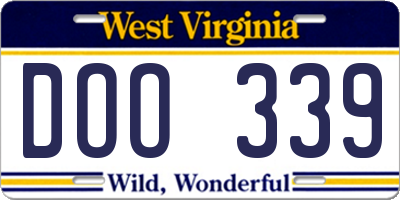 WV license plate DOO339