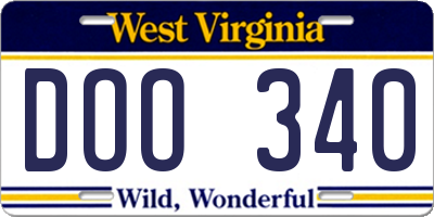 WV license plate DOO340