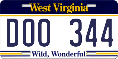 WV license plate DOO344