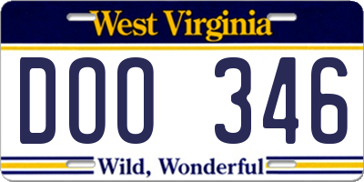 WV license plate DOO346