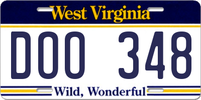 WV license plate DOO348