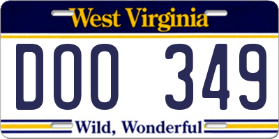 WV license plate DOO349