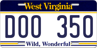 WV license plate DOO350