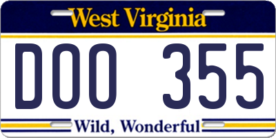 WV license plate DOO355