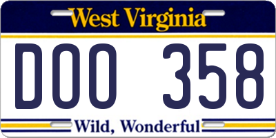WV license plate DOO358