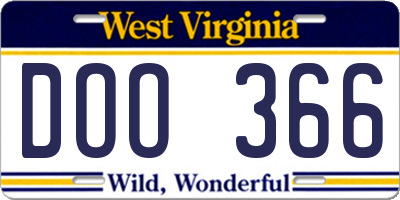 WV license plate DOO366