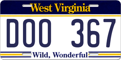 WV license plate DOO367