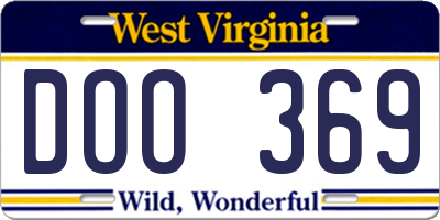 WV license plate DOO369