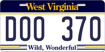 WV license plate DOO370