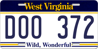 WV license plate DOO372