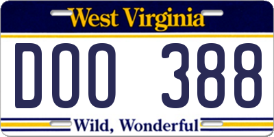 WV license plate DOO388
