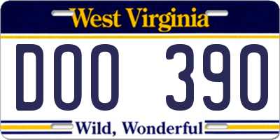 WV license plate DOO390