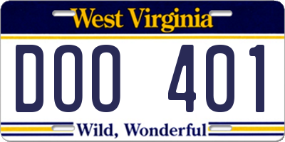 WV license plate DOO401