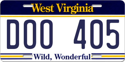 WV license plate DOO405