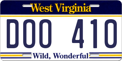 WV license plate DOO410