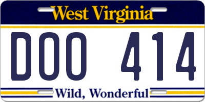WV license plate DOO414