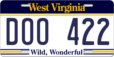 WV license plate DOO422