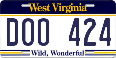 WV license plate DOO424