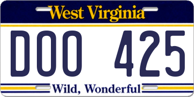 WV license plate DOO425