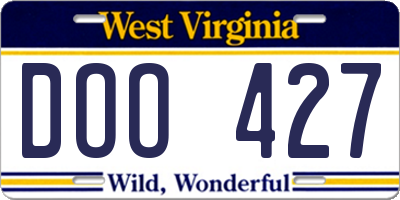 WV license plate DOO427